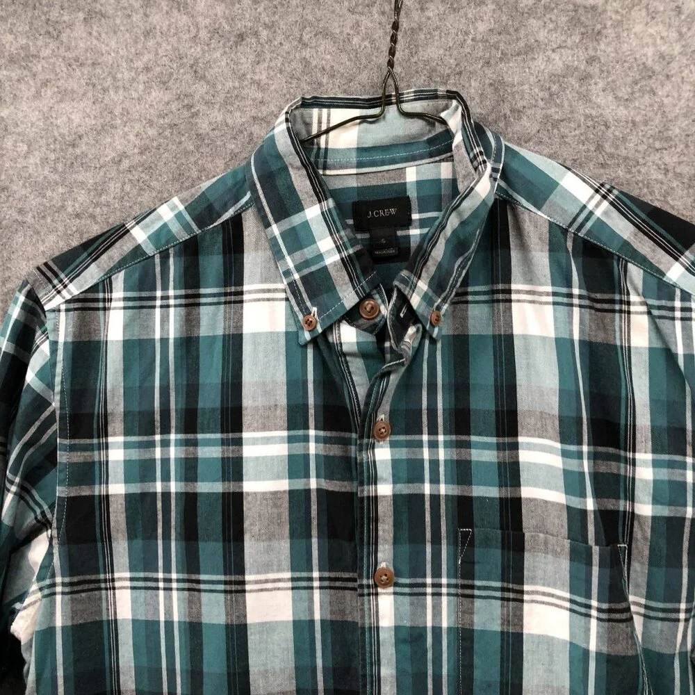 J. Crew Classic‎ Fit Long Sleeve Shirt Mens S Green Plaid Lightweight Cotton